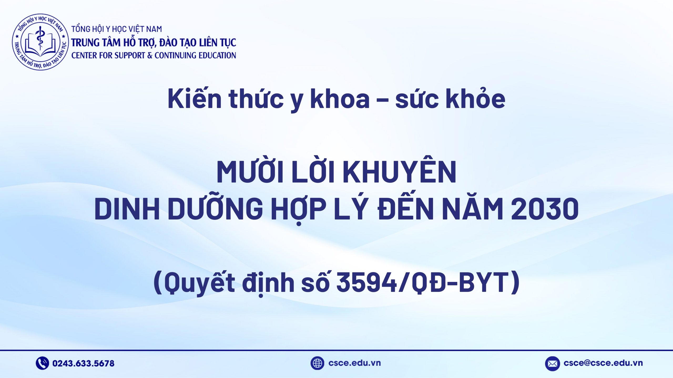 Mười lời khuyên dinh dưỡng hợp lý đến năm 2030 (Quyết định số 3594/QĐ-BYT)