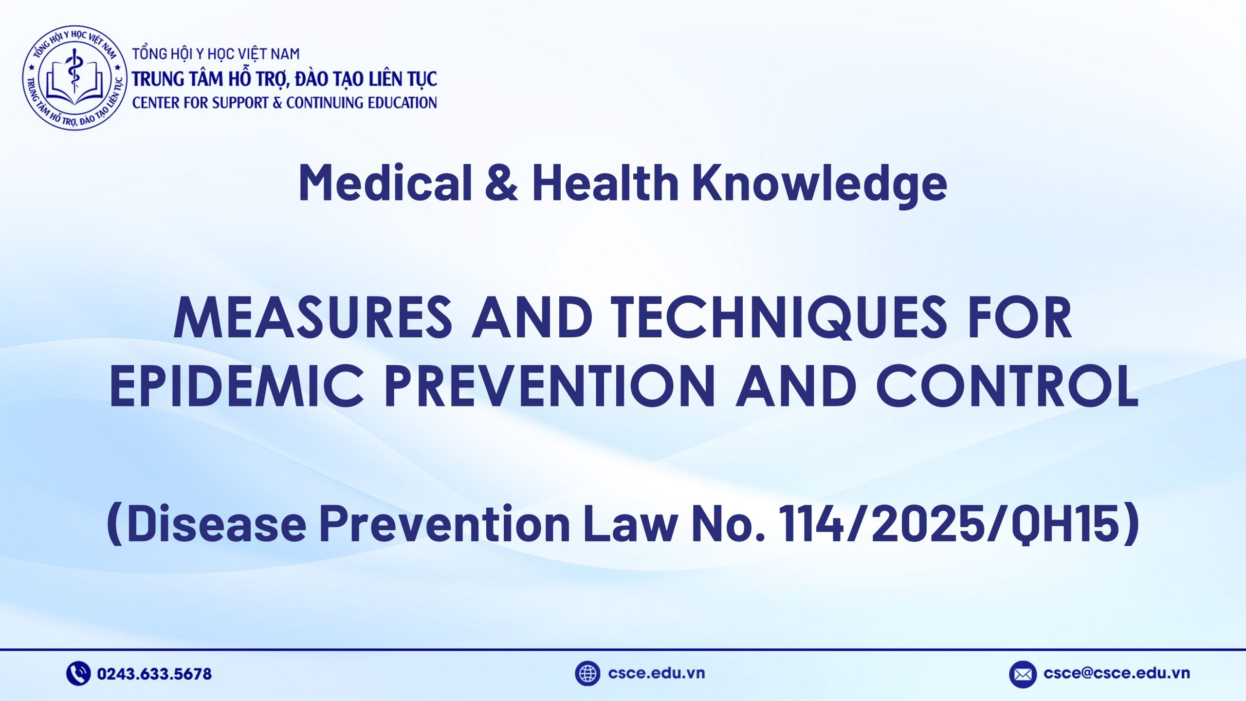 Measures and Techniques for Epidemic Prevention and Control (Disease Prevention Law No. 114/2025/QH15)
