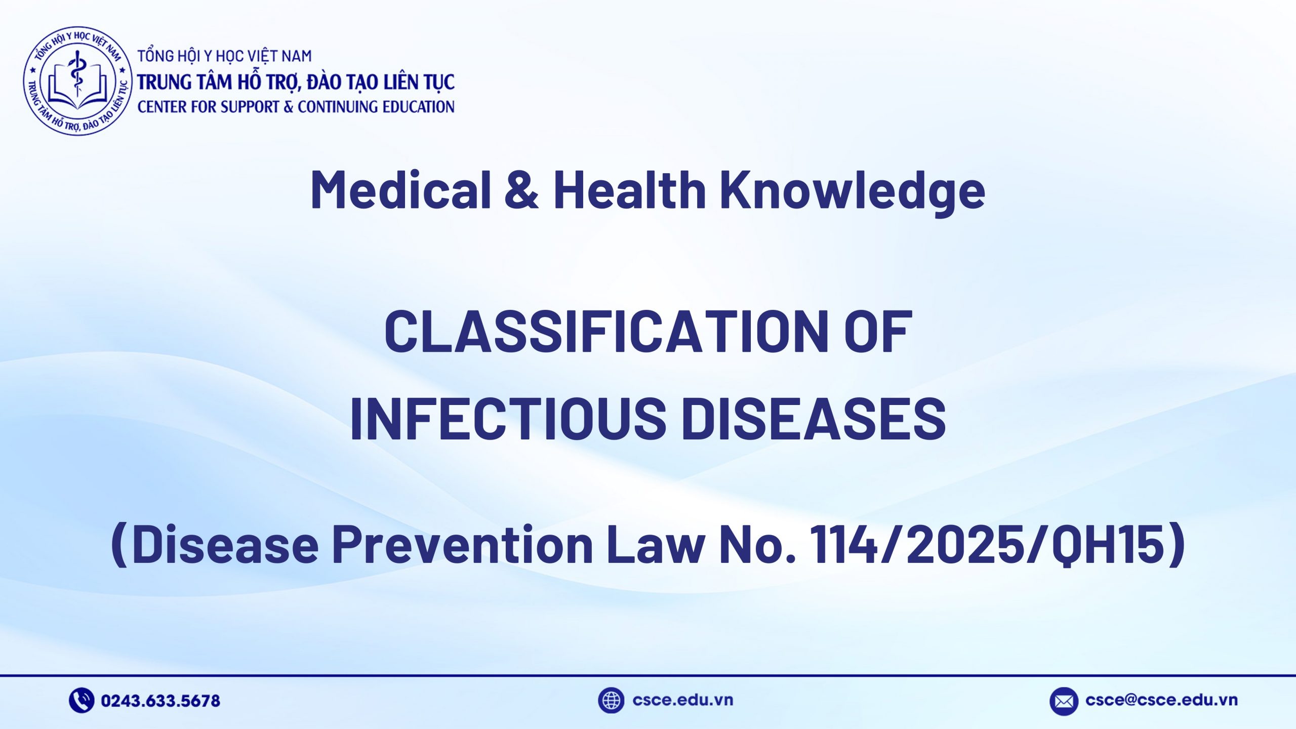 Classification of Infectious Diseases (Disease Prevention Law No. 114/2025/QH15)