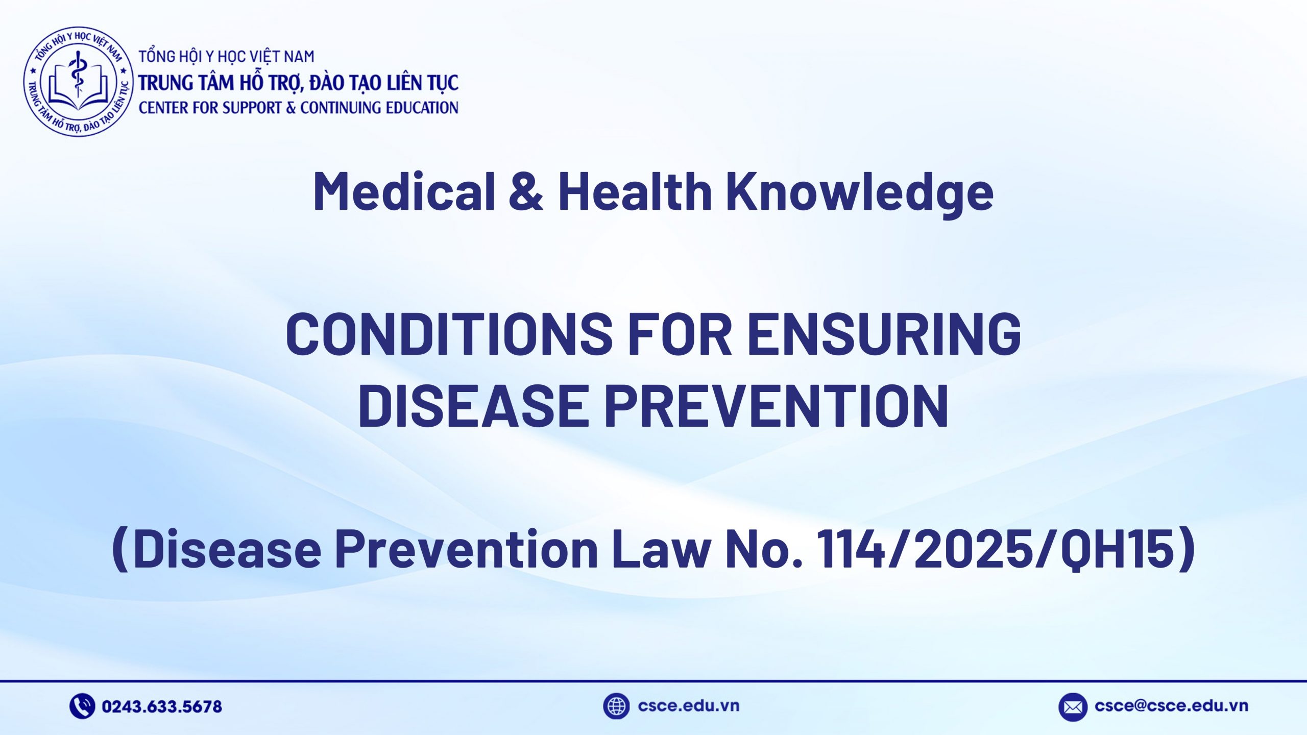Conditions for Ensuring Disease Prevention (Disease Prevention Law No. 114/2025/QH15)
