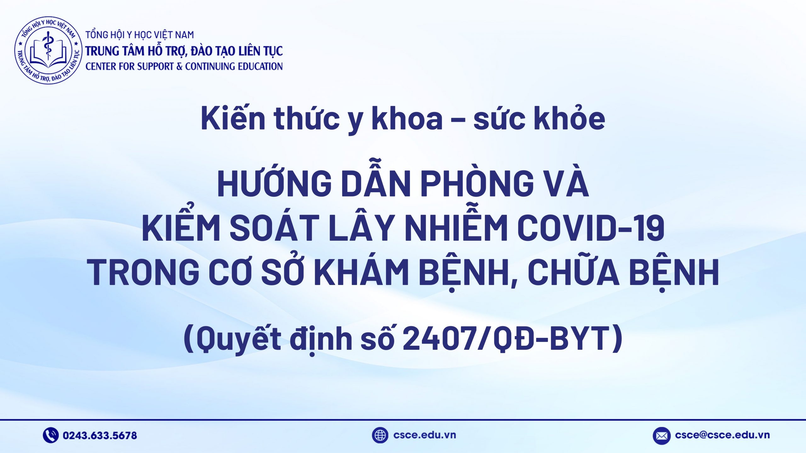 Hướng dẫn phòng và kiểm soát lây nhiễm Covid-19 trong cơ sở khám bệnh, chữa bệnh (Quyết định số 2407/QĐ-BYT)