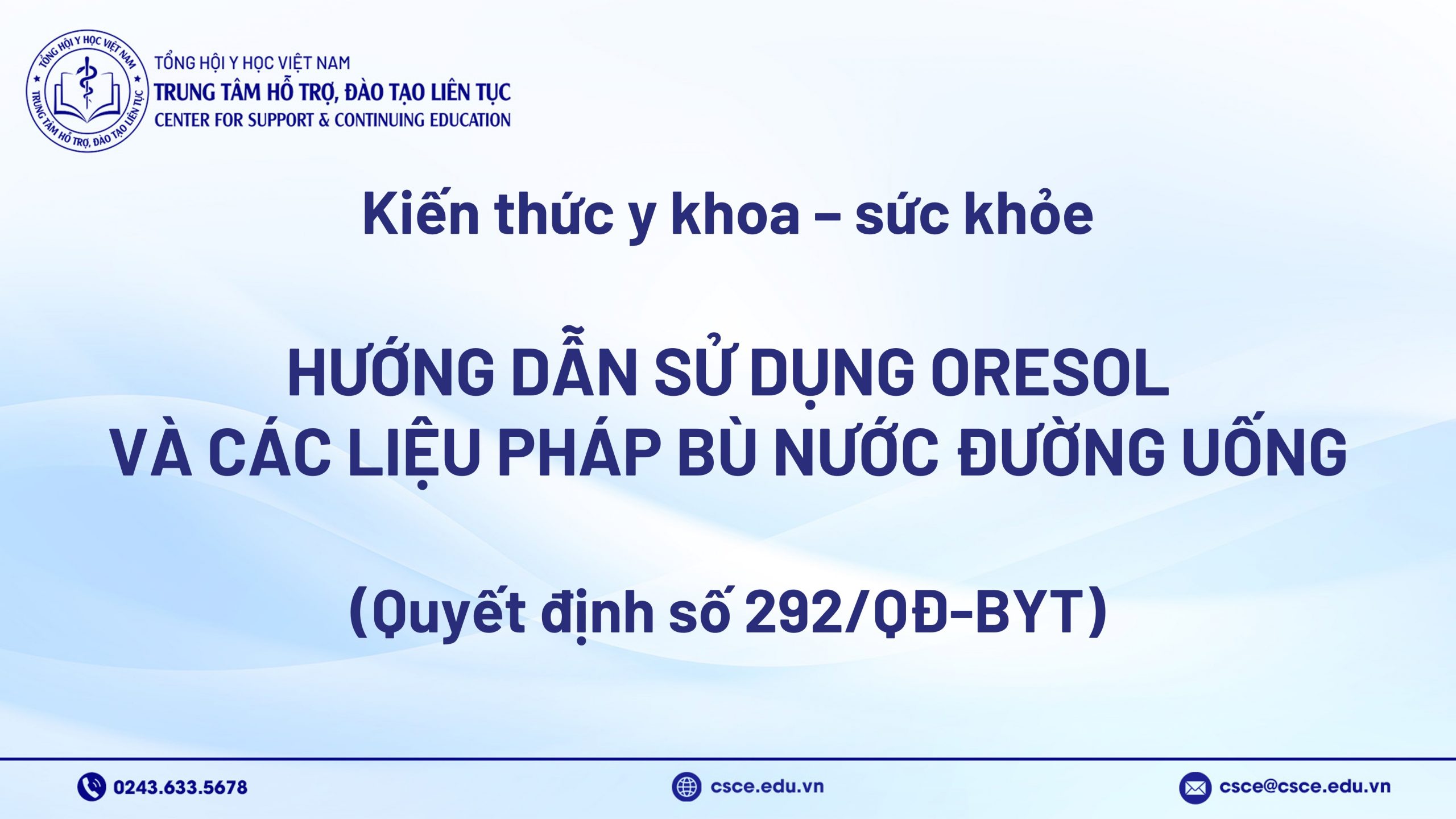Hướng dẫn sử dụng Oresol và các liệu pháp bù nước đường uống (Quyết định số 292/QĐ-BYT)