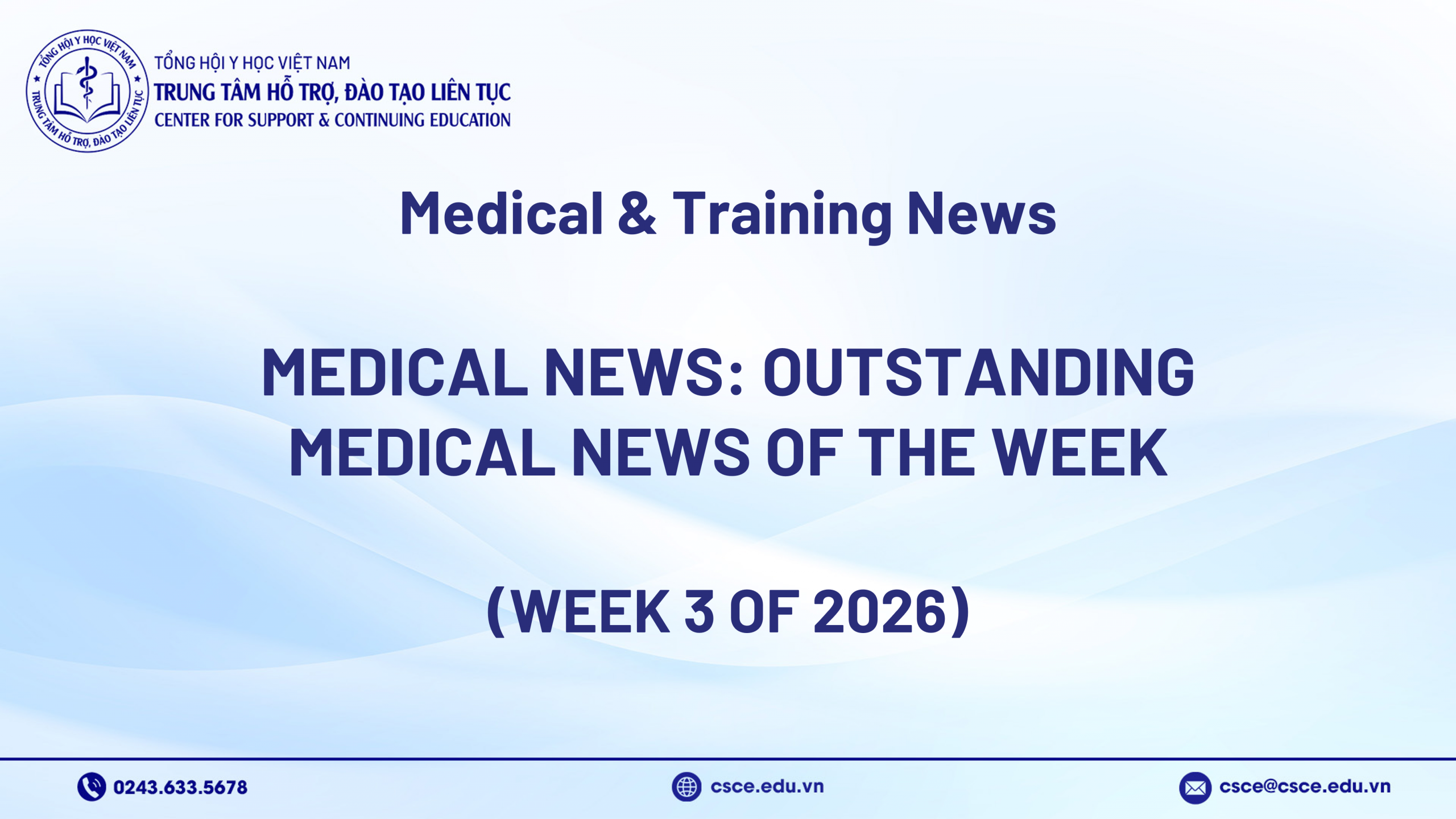 Medical news: Outstanding medical news of the week (Week 3 of 2026)